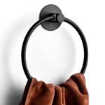 BOPHIS 1 x Black Towel Holder Towel Ring Black Towel Ring Towel Rings for Bathrooms Stick on Towel Rail Bathroom Hand Towel Holder Towel Holder Ring Black Hand Towel Ring Black Bathroom Towel Ring