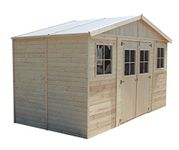 Wooden Garden Shed- Apex Shiplap Wooden Shed W14ft x L7ft x H8ft - Sheds and Outdoor Storage - Wooden garden storage shed, 17 mm planks - Bike shed, Garden outdoor workshop space- TIMBELA M332+M332G