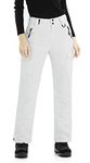 WULFUL Women's Insulated Snow Ski Pants Waterproof Winter Snowboarding Skiing Cargo Pants, White, Medium/32" Inseam