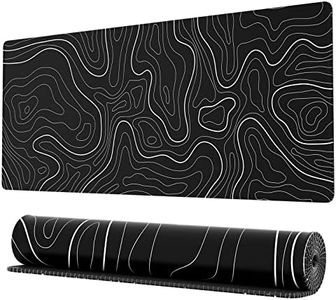 Ovenbird – Grand tapis de souris de jeu, sous-main minimaliste et cool pour clavier et souris, 80 x 30 x 0,3 cm, imprimé carte topographique, noir