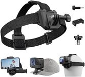 Head Strap Cap Clip Wrist Strap Mount with Phone Clip, POV Selfie Holder Headband Mount for Go Pro Hero 11 Insta360 X3 DJI Action 3 iPhone Android Action Camera Video Vlog Head Mount Accessories