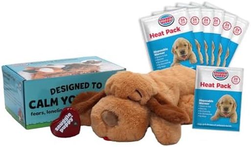 SmartPetLove Original Snuggle Puppy Heartbeat Stuffed Toy for Dogs - Pet Anxiety Relief and Calming Aid - Comfort Toy for Behavioral Training - Plus 6 Heat Packs (Biscuit)