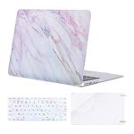 MOSISO Compatible with MacBook Air 13 inch Case (Models: A1369 & A1466, Older Version 2010-2017 Release), Plastic Pattern Hard Shell Case & Keyboard Cover & Screen Protector, Pink Marble