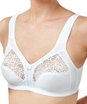 Marlon Womens Courtney Half Lace Non Wired Everyday Bra,White, 34DD