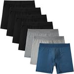 INNERSY Men's Cotton Boxer Briefs Stretchy Underwear Multipack for a Week(Space Gray,Large)