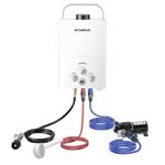 CAMPLUX Tankless Propane Water Heater 6L, Gas Portable Water Heater with Pump Kit, White