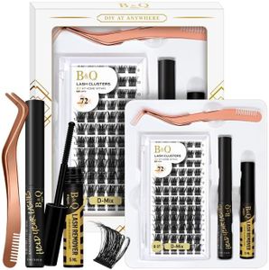 B&Qaugen DIY Lash Extension Kit B07 Lash Cluster B&Q DIY Eyelash Kit Individual Lashes Clusters with Mascara Brush Glue Remover Lash Applicators for DIY Eyelashes Extensions (Kit,B07)