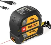 PREXISO 2-in-1 Laser Tape Measure - NOT DIGITAL TAPE - 135Ft Rechargeable Laser Measurement Tool & 16Ft Measuring Tape Movable Magnetic Hook - Pythagorean, Area, Volume, Ft/Ft+in/in/M Unit-NOT Digital