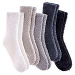 LANLEO 5/6 Pairs Womens Super Soft Fuzzy Plush Warm Winter Home Sleeping Slipper Socks, 5 Pairs Solid Color Style, One Size