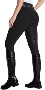 DMVOD Women's Horse Riding Pants Active Silicon Grip Full Seat Breeches for Women Equestrian Pants, Black, X-Small