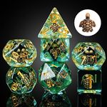 cusdie 7-Die DND Dice, Polyhedral Dice Set Filled with Animal, for Role Playing Game Dungeons & Dragons D&D Dice MTG Pathfinder (Brown Turtle)