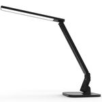 MAGIC LEAVES Desk Lamp, LED Dimmable Reading Light with Adjustable Lighting 5 Brightness Levels, 4 Light Colors and USB Charging Port Table Lamp (Piano Black)