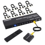 MICROWARE 8 Port HDMI KVM Switch for 8 Computers Share 1 Monitor, 4K@60Hz 8 in 1 Out Keyboard & Mouse Switcher with 4 USB2.0 Ports for Keyboard Mouse Printer, Included 8pcs HDMI KVM Cables & Remotes