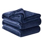 Aisbo Fleece Blanket Throw Navy Blue - Versatile Soft Warm Blanket Fluffy Large Throws for Bed, Cozy Solid Flannel Queen Size Blanket for Sofa Couch, 220x240cm Navy