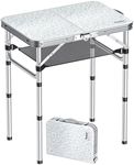 Anbte Folding Camping Table, Aluminum 59cm x 40cm Portable Table Picnic Table with Storage Net Adjustable Waterproof Lightweight Foldable Stored for Outdoor Indoor Picnic Beach Backyard(3 heights)