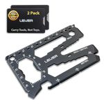 Lever Gear Toolcard Pro - 40 in 1 Credit Card Multitool. Slim, Minimalist Survival Card Wallet Tool Card. TSA Approved Multitool Card Pocket Tool. (Black, 2-Pack)