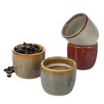 Autumnlife Espresso Cups Mini Coffee Cups Set Made of Porcelain, 4 x 60 ml Thick-Walled Espresso Cups without Handle, Mocha Cups Set for Coffee and Espresso - Dishwasher Safe