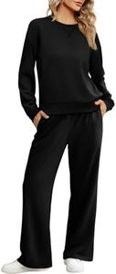 Jescakoo Womens 2 Piece Sweatsuit Outfit 2024 Fall Long Sleeve Pullover Lounge Set Casual Gym Tracksuit S-XXL Black Size XXL