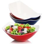 AVLA Set of 4 Porcelain Serving Bowls, 28 Ounce Large Serving Dishes, 9 Inch Stackable Party Bowl for Salad, Fruit, Salad, Pasta and Soup, Microwave and Dishwasher Safe, Assorted Colors