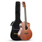 Kadence Slowhand Mahogany Top SHM03, Premium Semi Acoustic Guitar, 38" Size Travel Guitar, Demi-cutaway design, With padded bag and preamp