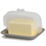 Signoraware Extra Large Butter Dish with Flip Top Lid Wide Butter Keeper Holds 2 Sticks, East Coast, West Coast, European Style, Kerrygold, Butter Cream Cheese Plastic Butter Holder/Container with Lid