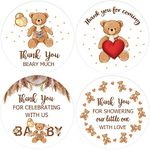 80 Thank You Beary Much Stickers, Bear Baby Shower Thank You Stickers, Bear Birthday Party Favor Label Decorations(2 Inch)