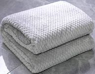 Adore Home Fleece Honeycomb Throw Soft Waffle Popcorn Blanket For Sofa Bed Travel, Silver, 100x150cm