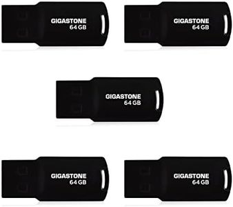 Gigastone 64GB 5-Pack USB 2.0 Flash Drive, Capless Design Pen Drive