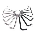 G4GADGET 14 Piece New Imperial Wrench Set Allen Alan Hex Hexagon Key with Key ring