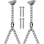 BeneLabel Wood Celing Hanger 2pcs Hammock Swing Chair Hanging Screw 180° Swivel Silent Bushing Hardware Carabiner Set Silver 1.4M Y Chain for Indoor Outdoor Playground Chair, 1000lbs