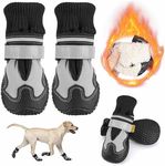 Lukovee Dog Boots - Waterproof Warm Fleece Lined Dog Booties for Small Medium Large Dogs, Non-Slip Adjustable Dog Shoes for Winter Cold Weather(Grey,Size 7)