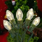 Abeja C7 25FT Christmas Lights Set 27 Vintage Bulbs 5W UL Listed for Indoor/Outdoor Christmas Lights-Green Wire