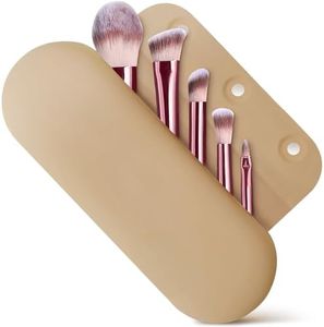 Silicone Makeup Brush Holder Travel – Stylish Silicone Make Up Bag 8.3 in, Travel Makeup Bag for Brushes, Easy-to-Clean Waterproof Case, Fits Purse or Tote, Magnetic Clips, Sturdy Brush Organizer