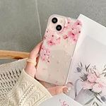 LUVQAZ iPhone 15 Case, for Girls Lady Woman,with Sukura Flower Floral Design Hard Back Soft Bumper Shockproof Protective Phone Case(Sakura15)