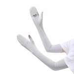 1 Pair Sun UV Protection Arm Sleeves with Open Wrist & Fingers Flip Top Stretchy No-slip Tattoo Cover Up Cooling Sports Sleeves Cooling Hand Cover for Outdoors Activities (Style 3-Grey(flip top))