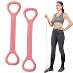 GW Box 2 Pack Figure 8 Resistance Band Set Elastic Exercise Band for Women and Men Arm Back Shoulder Stretch Band for Home Gym Workout (Pink)