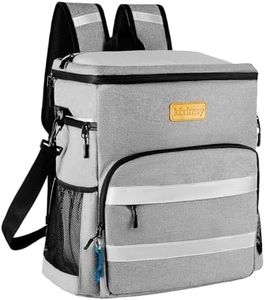 30L Sac à Dos Isotherme à Glacière - Grand Sac a Dos de Pique-Nique Isotherme, Sac Isotherme Portable Cooler Backpack Bag pour Hommes Femmes pour Repas Camping Plage Barbecue(Gris)