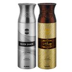 Ajmal Silver Shade & Wisal Dhahab Deodorant Spray Gift For Men (200 ml, Pack of 2)