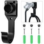 EV Charger Holder for SAE J1772, Wall-Mount Electric Vehicle Charger Holster with Hook for J1772 Connector, 3 pcs Screws, 3 pcs Wall Anchors, 3 pcs Dust Caps