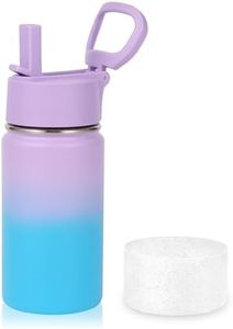 Volhoply 14oz Kids Stainless Steel Insulated Leakproof Water Bottle with Straw Lid and Silicone Boot,BPA-Free Easy Use for Boys&Girls,Double Wall Vacuum Bottles(Lavender Blue,1)