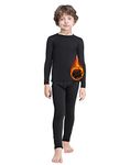 MANCYFIT Thermal Underwear for Boys Fleece Lined Long Johns Set Kids Base Layer Ultra Soft Black Small