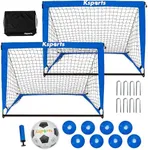 Ksports Portable Soccer Goal(s) |Soccer Net for Backyard Training| Includes Nylon Wound Soccer Ball with Pump, 6/8 Soccer Training Cones &String Knapsack Carry Bag |Available in 4'x3' & 6'x4' Versions