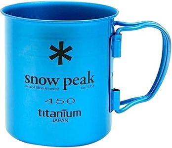 Snow Peak Titanium Single-Wall Cup - Foldable Handles - Camping & Backpacking - 15.2 fl oz - Anodized Blue