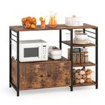 MUTUN 35" Kitchen Baker's Rack, Kitchen Coffee Station, Modern Coffee Bar, Microwave Oven Stand with Storage, 4-Tier Utility Storage Shelves, Brown