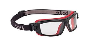 Bolle Safety Ultim8 Ultimate Glasses with Clear Lens, Black/Red, Clear