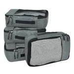 FATMUG Packing Cubes / Travel Pouch / Bagpack Suitcase Organiser Set of 4 - Small Size - Grey Polyester