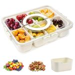 Snack Box with 8 Compartments, Divided Serving Tray with Sealed Lid Portable Travel Snackle Box, Removable Clear Food Snack Container Organizer for Veggie Fruits Snacks Nuts for Picnic Party Travel