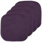 Sweet Home Collection Cushion Memory Foam Chair Pads Honeycomb Nonslip Back Seat Cover 16" x 16" 4 Pack Eggplant Purple