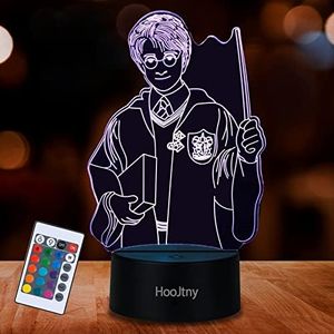 HooJtny Harry Luz de noche, Harry Lámpara Nocturna HP 3D Anime 16 Colores USB Recargable Decoraciones de Dormitorio de Navidad Regalo para Niños