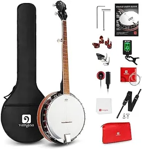 Vangoa Banjo 5 String Full Size Banjos Set with Resonator, Remo Head, Beginner Banjo Kit with Closed Back, Premium Accessories for Adults, Teenager